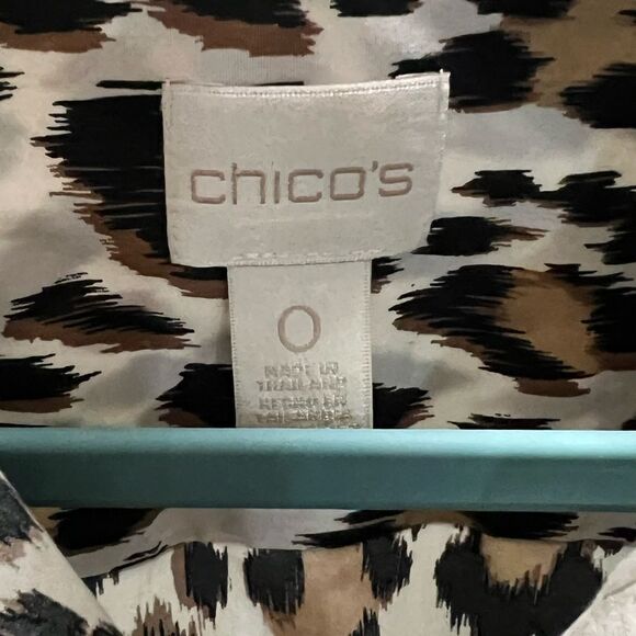 EUC Chico's Leopard Print Long Sleeve Blouse Chico’s 0 #302 - Picture 3 of 8